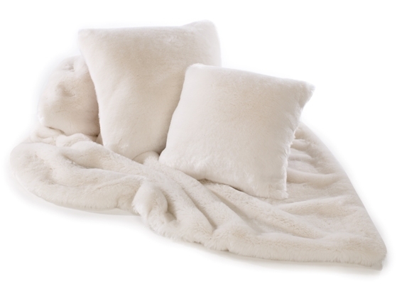 Katrina Hampton Cream Plush Faux Fur Cushions 45x45cm