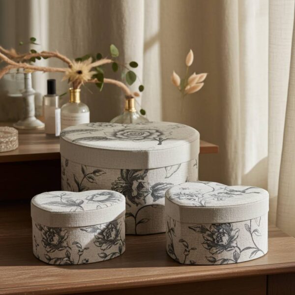 Set Of 3 Love Heart Storage Box