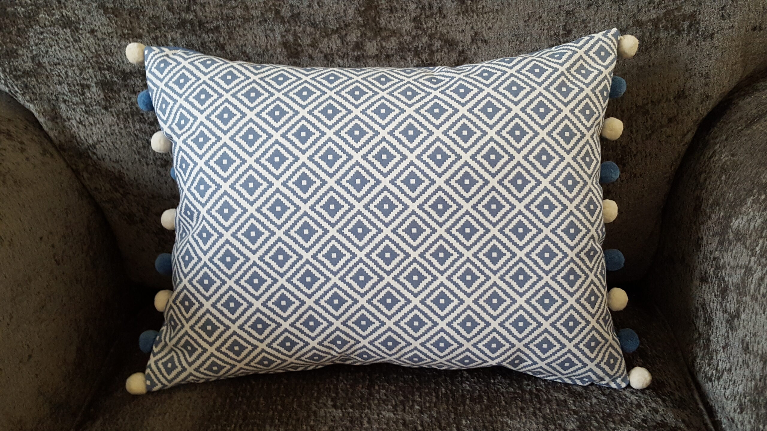 Handmade Quality Pom Pom Trim Cushion - Image 4