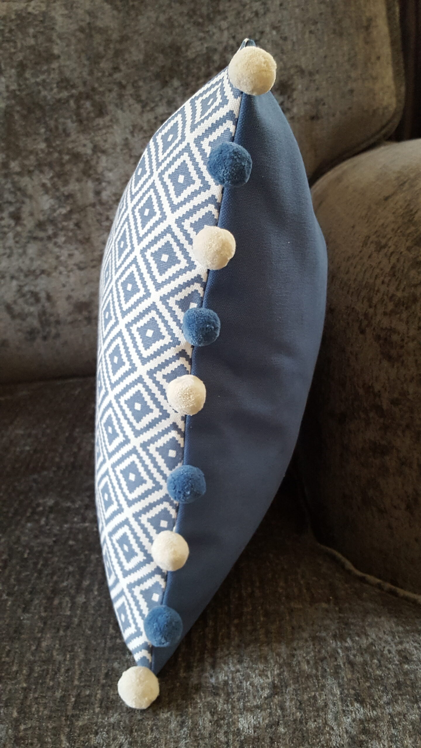 Handmade Quality Pom Pom Trim Cushion - Image 6