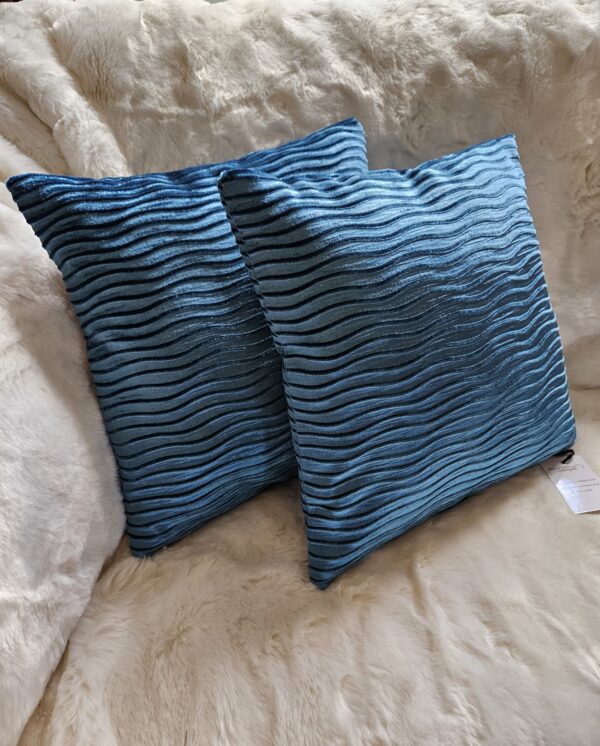 Soft Textured Velvet Square Cushion in Vibrant Teal, Blue/Green. Designer Handmade