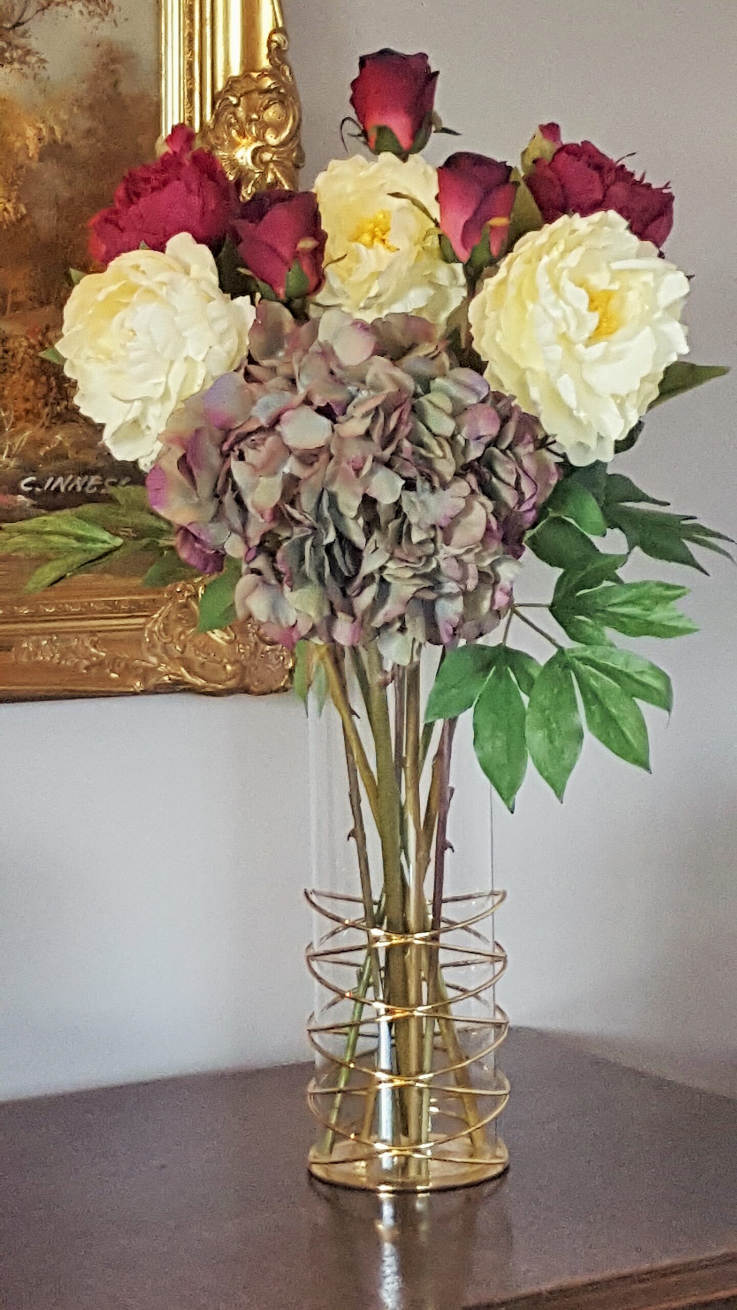 Artificial flowers in vase