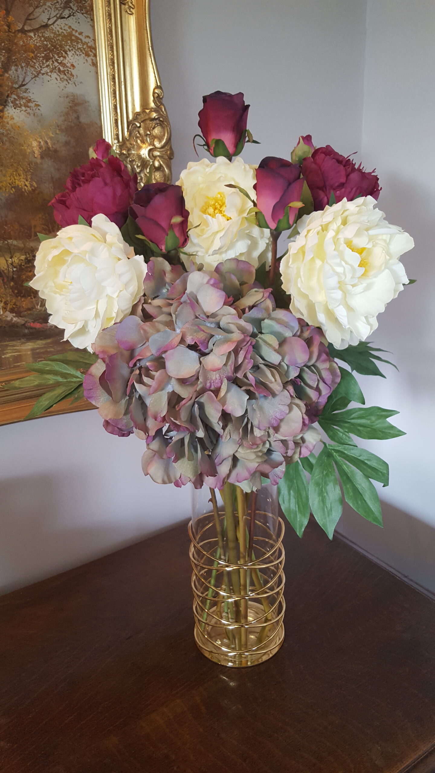 Quality Silk Faux Flower Arrangement Bouquet Displayed in a Tall Elegant Vase - Image 4