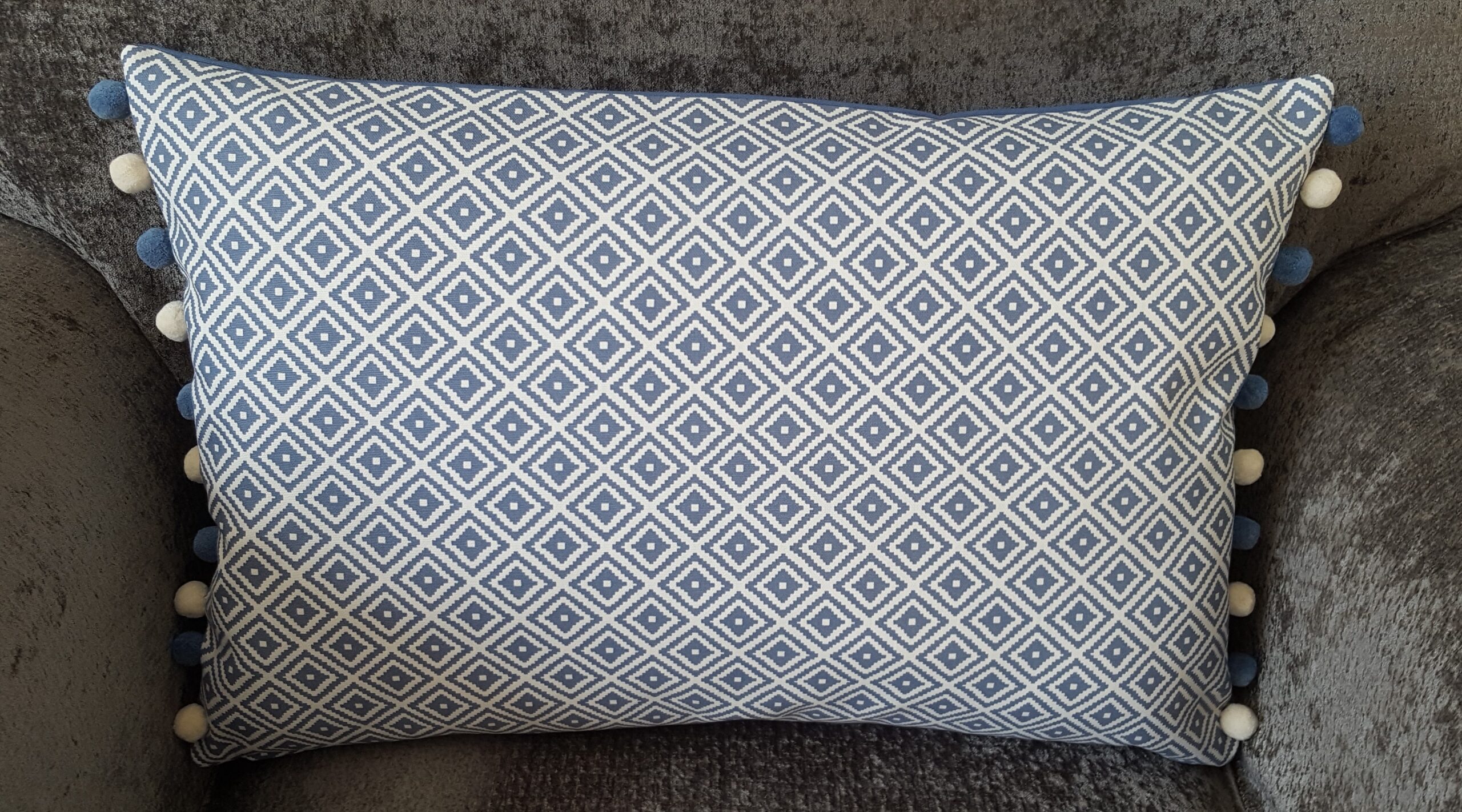 Handmade Quality Pom Pom Trim Cushion - Image 2