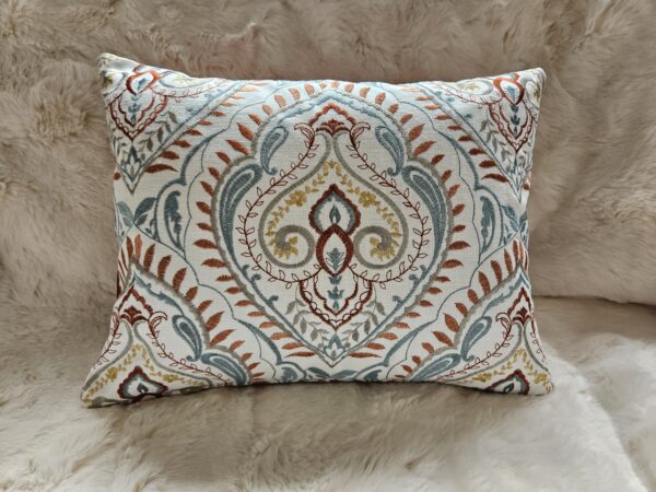 18"x14" Rectangle Cushion in Beautiful Embroidery Fabric. Designer Handmade.